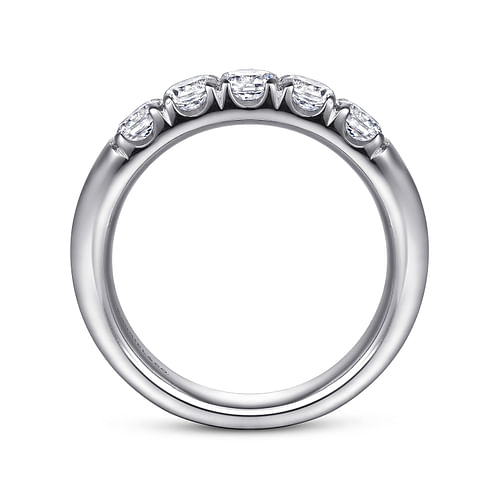 14K White Gold 5 Stone French Pavé Diamond Anniversary Band