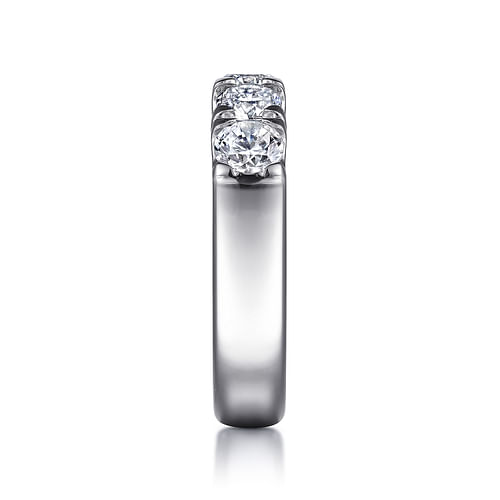 14K White Gold 5 Stone French Pavé Set Diamond Wedding Band