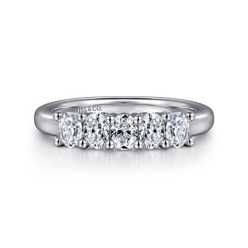 14K White Gold 5 Stone Oval Diamond Anniversary Band