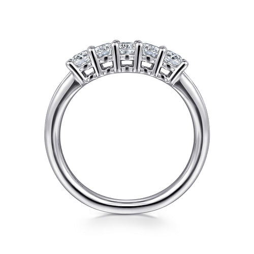 14K White Gold 5 Stone Oval Diamond Anniversary Band