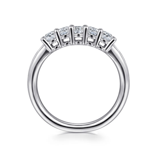 14K White Gold 5 Stone Oval Diamond Anniversary Band angle 2