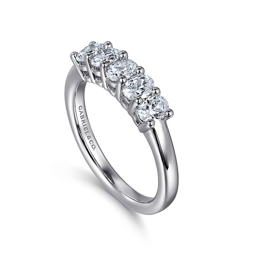 14K White Gold 5 Stone Oval Diamond Anniversary Band