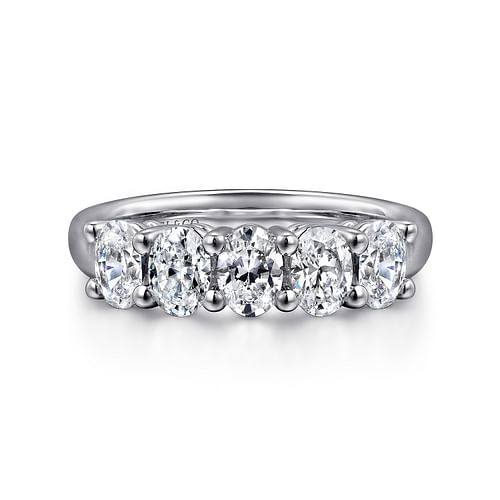 14K White Gold 5 Stone Oval Diamond Anniversary Band