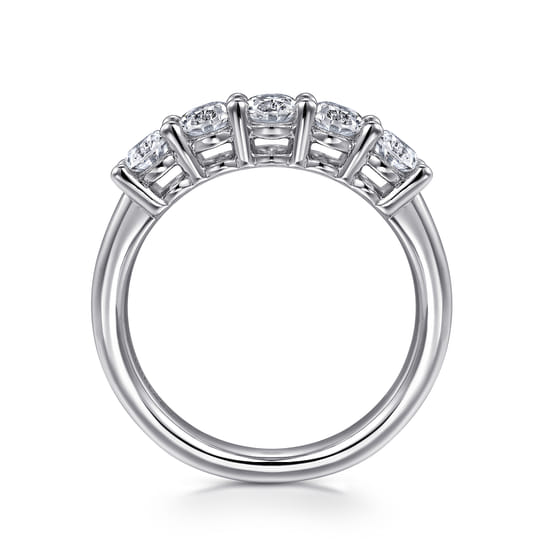 14K White Gold 5 Stone Oval Diamond Anniversary Band angle 2