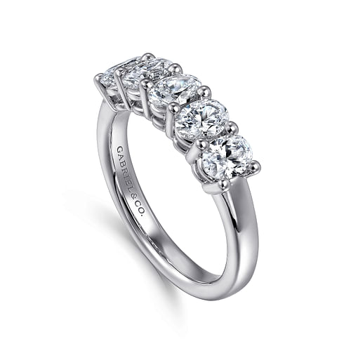 14K White Gold 5 Stone Oval Diamond Anniversary Band