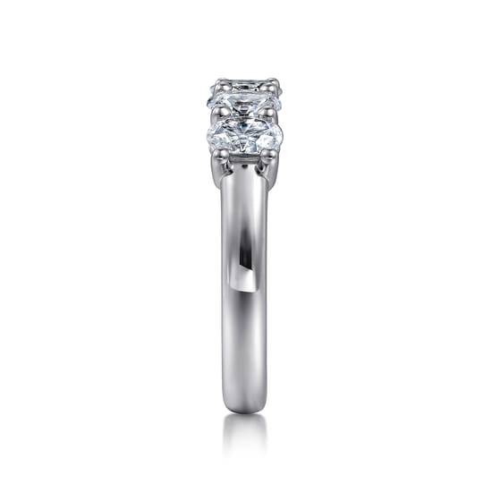 14K White Gold 5 Stone Oval Diamond Anniversary Band angle 4