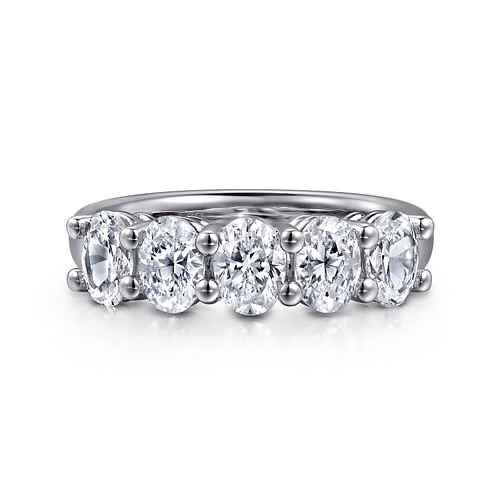 14K White Gold 5 Stone Oval Diamond Anniversary Band