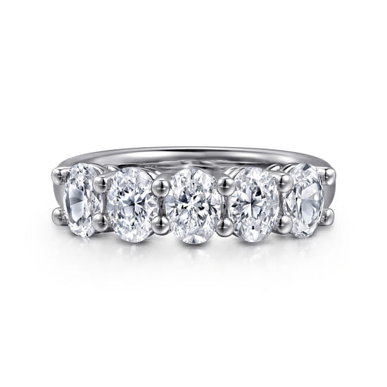 14K White Gold 5 Stone Oval Diamond Anniversary Band