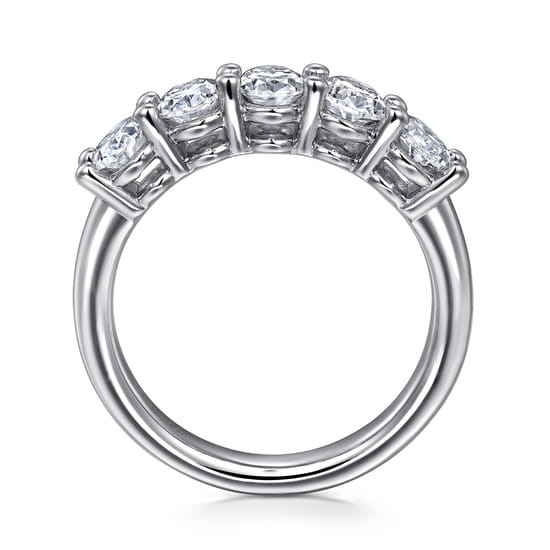 14K White Gold 5 Stone Oval Diamond Anniversary Band angle 2
