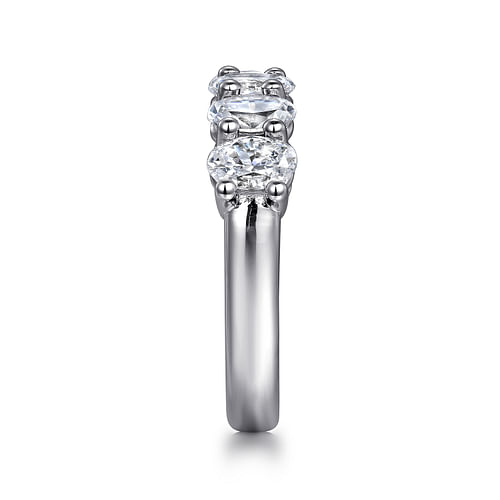 14K White Gold 5 Stone Oval Diamond Anniversary Band