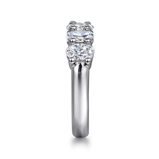 14K White Gold 5 Stone Oval Diamond Anniversary Band angle 4