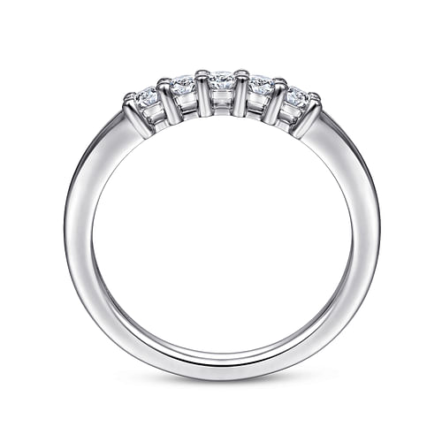 14K White Gold 5 Stone Shared Prong Diamond Anniversary Band