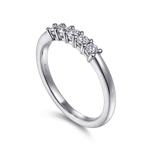 14K White Gold 5 Stone Shared Prong Diamond Anniversary Band