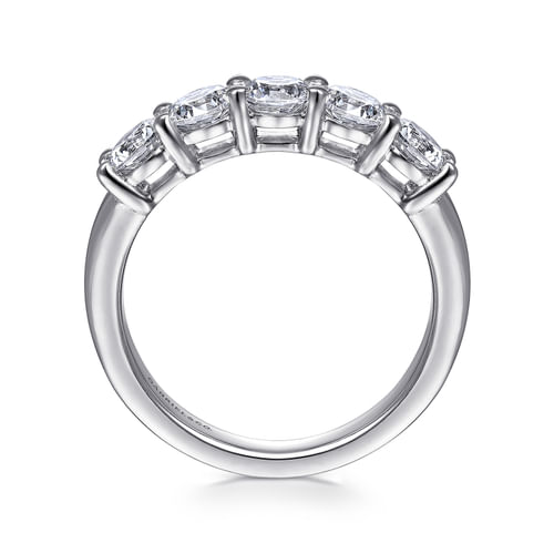 14K White Gold 5 Stone Shared Prong Diamond Anniversary Band