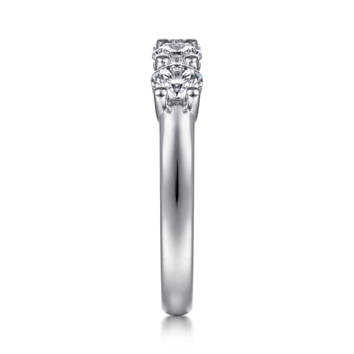 14K White Gold 5 Stone Shared Prong Diamond Anniversary Band
