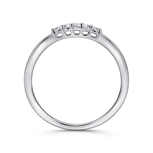 14K White Gold 5 Stone Shared Prong Diamond Wedding Band