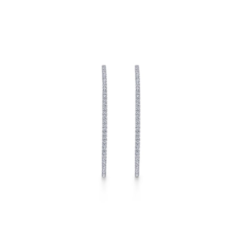 14K White Gold 50mm Large Hoop Diamond Earrings