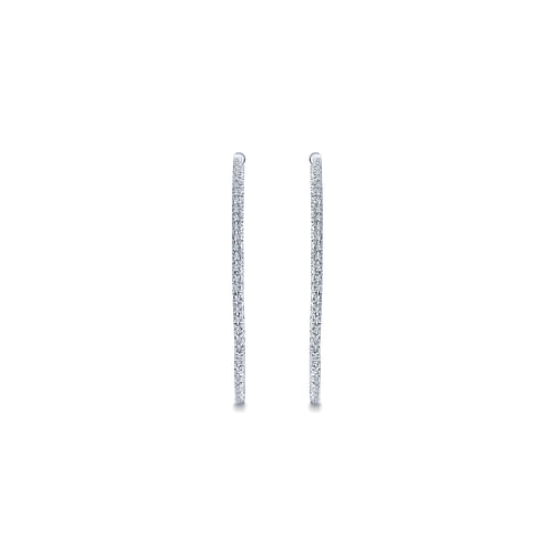 14K White Gold 50mm Round Inside Out Diamond Hoop Earrings