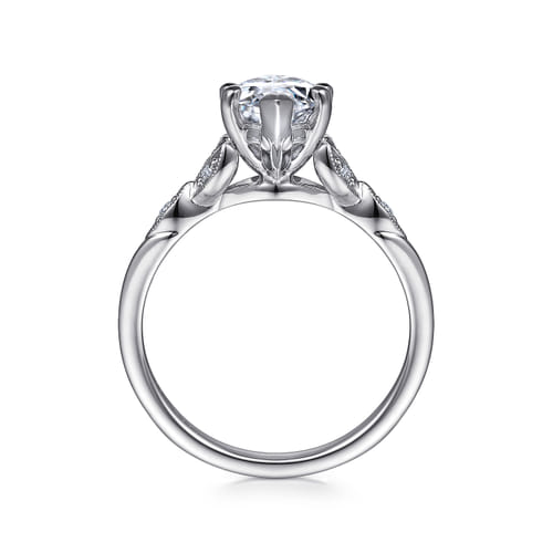 14K White Gold 6 Prong Marquise Shape Diamond Engagement Ring