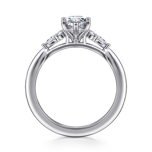 14K White Gold 6 Prong Marquise Shape Diamond Engagement Ring