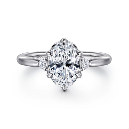 14K White Gold 6 Prong Oval Three Stone Diamond Engagement Ring 14K White Gold 6 Prong Oval Three Stone Diamond Engagement Ring