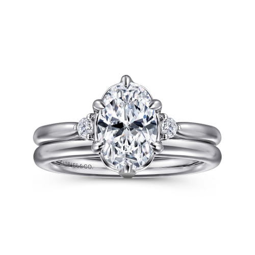 14K White Gold 6 Prong Oval Three Stone Diamond Engagement Ring 14K White Gold 6 Prong Oval Three Stone Diamond Engagement Ring