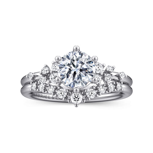 14K White Gold 6 Prong Round Diamond Engagement Ring