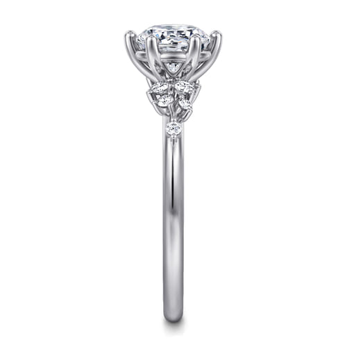 14K White Gold 6 Prong Round Diamond Engagement Ring