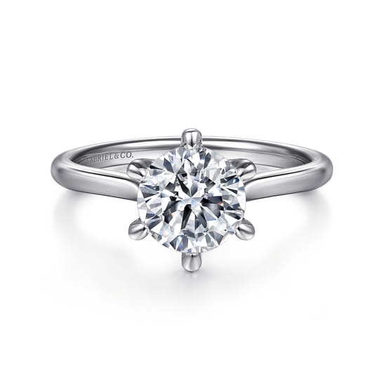 Gabriel - 14K White Gold 6 Prong Round Solitaire Diamond Engagement Ring Gabriel - 14K White Gold 6 Prong Round Solitaire Diamond Engagement Ring