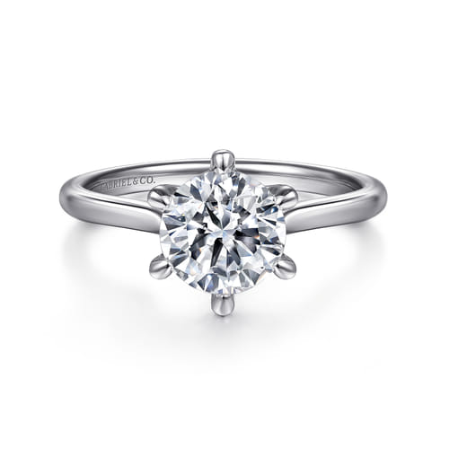 14K White Gold 6 Prong Round Solitaire Diamond Engagement Ring 14K White Gold 6 Prong Round Solitaire Diamond Engagement Ring