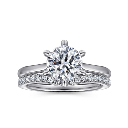 14K White Gold 6 Prong Round Solitaire Diamond Engagement Ring 14K White Gold 6 Prong Round Solitaire Diamond Engagement Ring