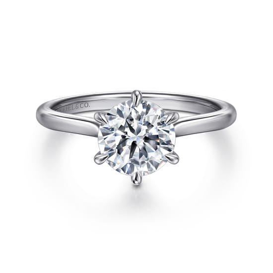 Gabriel - 14K White Gold 6 Prong Round Solitaire Diamond Engagement Ring Gabriel - 14K White Gold 6 Prong Round Solitaire Diamond Engagement Ring