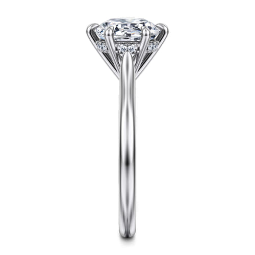 14K White Gold 6 Prong Round Solitaire Diamond Engagement Ring