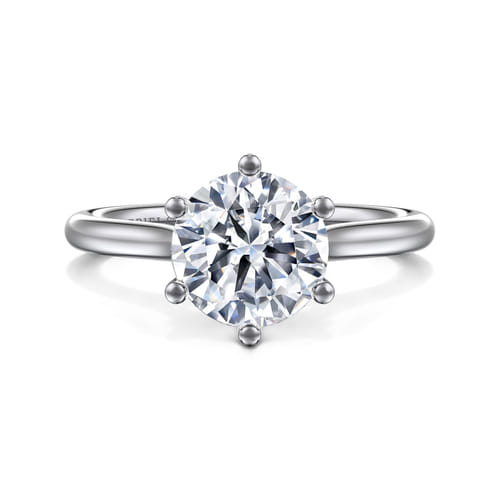 14K White Gold 6 Prong Round Solitaire Diamond Engagement Ring 14K White Gold 6 Prong Round Solitaire Diamond Engagement Ring