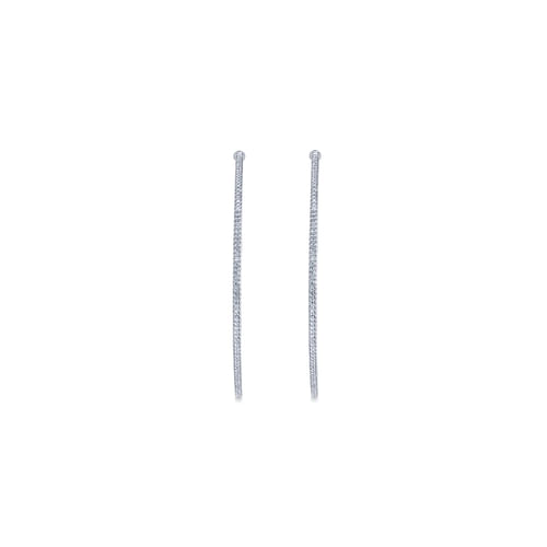 14K White Gold 60mm Round Inside Out Diamond Hoop Earrings