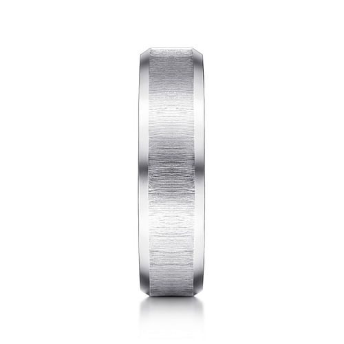 14K White Gold 6mm - Beveled Edge Satin Finish Men's Wedding Band