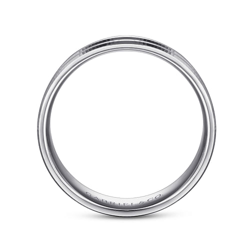 14K White Gold 6mm - Carved Men's Wedding Band in Satin Finish