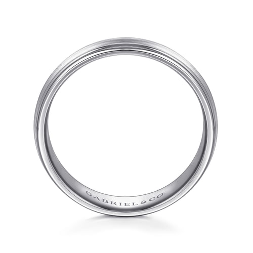 14K White Gold 6mm - Carved Men's Wedding Band in Satin Finish