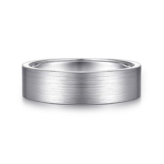 Gabriel - 14K White Gold 6mm - Flat Men's Wedding Band in Satin Finish