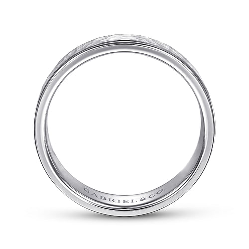 14K White Gold 6mm - Hammered Men's Wedding Band