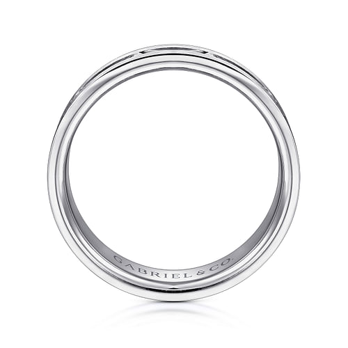 14K White Gold 6mm - Interwoven Men's Wedding Band in Brushed and Satin Finish