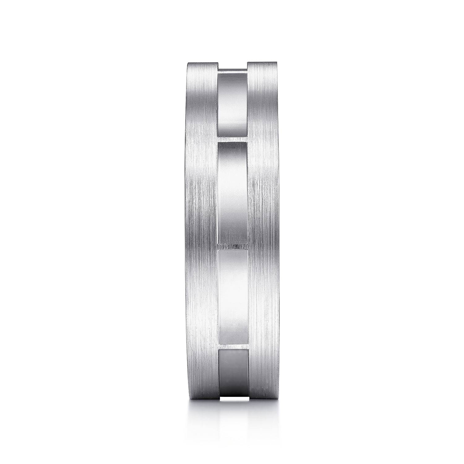14K White Gold 6mm - Interwoven Men's Wedding Band in Brushed and Satin Finish
