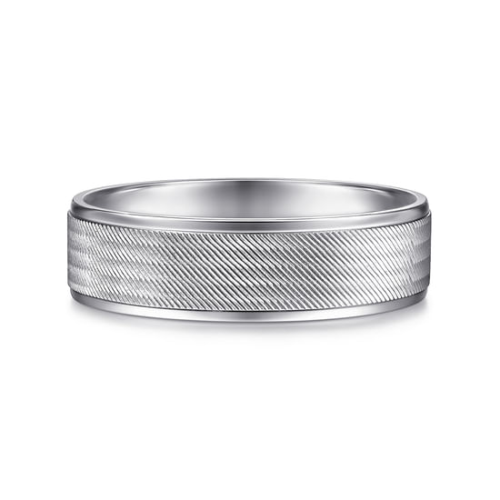 Gabriel - 14K White Gold 6mm - Men's Wedding Band in Brushed Finish
