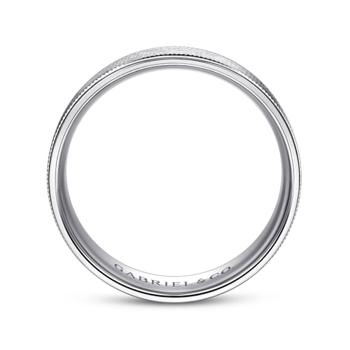 14K White Gold 6mm - Men's Wedding Band in Brushed Finish