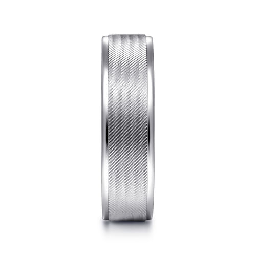 14K White Gold 6mm - Men's Wedding Band in Brushed Finish