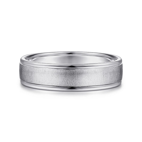 14K White Gold 6mm - Men's Wedding Band in Sandblast Finish