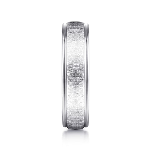 14K White Gold 6mm - Men's Wedding Band in Sandblast Finish