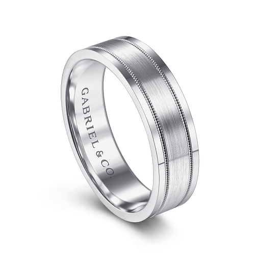 14K White Gold 6mm - Men's Wedding Band in Satin Finish