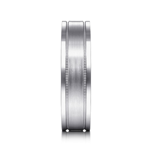 14K White Gold 6mm - Men's Wedding Band in Satin Finish