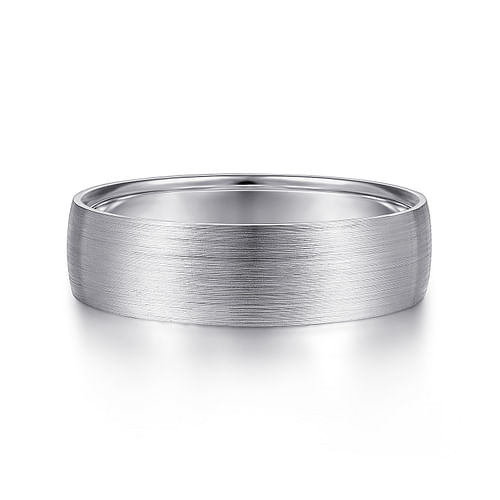 14K White Gold 6mm - Men's Wedding Band in Satin Finish